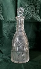BOTTIGLIA DA LIQUORE IN CRISTALLO BUGNATO E MOLATO DECANTER PRIMI ’900 CON TAPPO