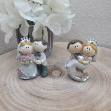 STOCK 2 PZ Coppia Sposi Bianco e Argento - Bomboniera, Segnaposto