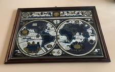 quadro specchio mappa mondo antica 1651 cornice legno big 62x88 mirror retro’ 