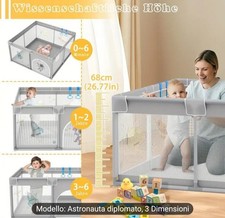 Box Bambini,Recinto per Bambini 127X127Cm Con Morbida Rete Traspirante,Base Anti