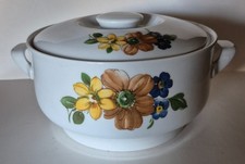 Zuppiera in porcellana Bianca con Decorazioni Floreali "Richard Ginori" anni '80