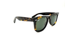 Occhiali da sole Ray Ban Wayfarer verde tartaruga RB2140 902 54mm non polarizzati nuovi