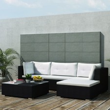 vidaXL Set Divani da Giardino 5 pz con Cuscini in Polyrattan Nero