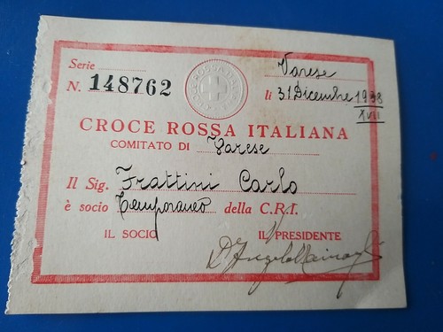 Croce rossa italiana tessera - ,