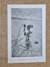 Ludovico Tommasi In cerca di nicchie scena divisionista toscana Stampa del 1900