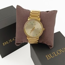 Orologio Uomo Bulova 97D115 Moderno Futuro Quadrante Diamante Tono Oro Quarzo Calendario