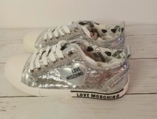MOSCHINO sneakers donna argento paillettes uk taglia 3 nuove con scatola