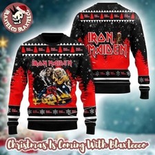 Maglione natalizio 1Iron Maiden Eddie il numero della bestia cappello Babbo Natale