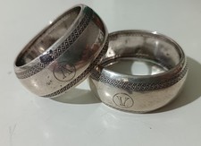 Coppia Portatovaglioli Argento 900 Con Iniziali Punzone V. F 39 GRAMMI