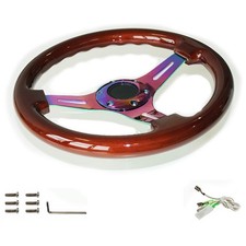 Vecchia auto volante in legno barca in legno esotica con raggi cromati 35 cm