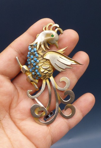 Grande broche ancienne oiseau - broche,