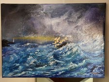 Quadro "Il faro" 50x70cm dipinto a mano su tela [anno 2020]