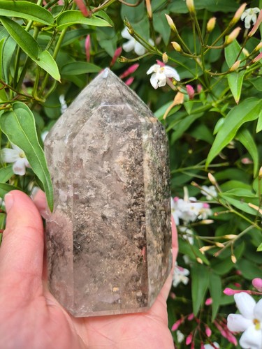 Clear quartz point lodolite - quartz,