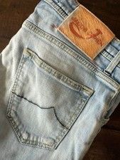 Jacob Cohen  jeans uomo taglia W 34 in denim di cotone blu chiaro délavé