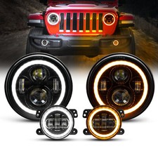 Per Jeep Wrangler JK 2007-2018 Fari LED 7" Ambra e Bianco DRL + Fendinebbia LED
