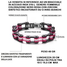 BRACCIALE ACCIAIO INOX BRACCIALI DONNA A CATENA MOTO POLSINO BICI BRACCIALETTO