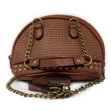 Borsetta color cuoio con borchie tracolla catena donna piccola borsa passeggio