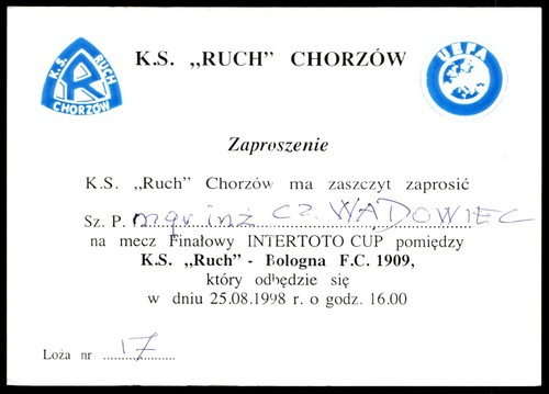 Biglietto 1998 ruch chorzow - 1998,