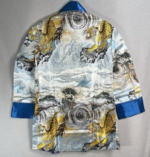 Accappatoio da fumo vintage anni 50 giapponese in seta ricamato M tigri broccato souvenir