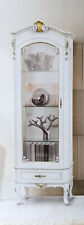 Vetrina 1 porta e  1 cassetto barocco colore bianco in legno massello