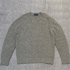 polo ralph lauren saddle shoulder grey shetland wool brushed sweater sz. XXL 2XL