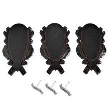 3 Pezzi Targhe Per Trofei Intagliate Cervo Scuro + 3 Pezzi Fermagli Per Corna