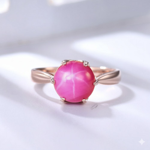 Anello con rubino - stella, rosa