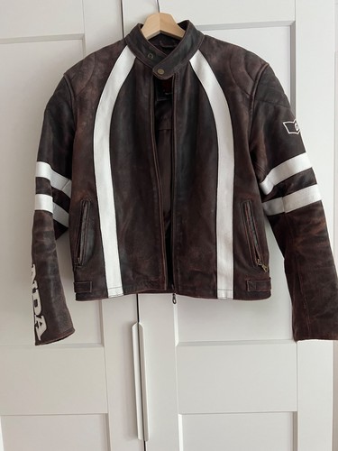 Giacca moto pelle marrone