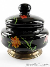 Vecchio vaso in vetro con decorazioni,centrotavola vintage,porta biscotti a304