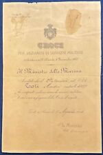 MINISTRO DELLA MARINA DIPLOMA CROCE PER ANZIANITÀ DI SERVIZIO MILITARE 1905