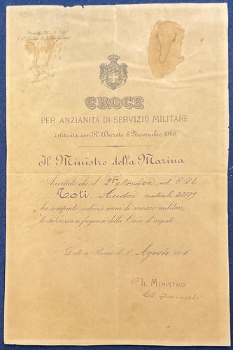 Ministro della marina diploma - marina,