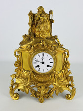 Antico Orologio Da Camino Parigina Bronzo Dorato Parigi XIX Sec. Uso Decorativo