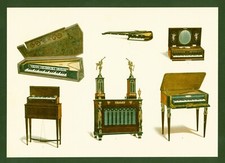 Litografia anno 1892 - Strumenti Musicali Storici - Spinetto Harmonium
