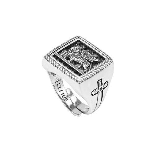 Anello argento uomo - anello, leone