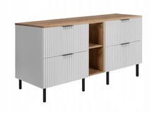 Armadio Armadietto Mobile Lavandino Doppio Appoggio Piedini 140 cm FLOW Bianco