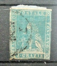 FRANCOBOLLI ITALIA ANTICHI STATI A.S.I. TOSCANA 2 GRAZIE TIMBRATO USED (C.X)