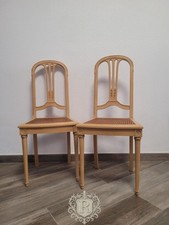 Coppia Sedie Da Camera Stile Luigi XVI - Laccate Shabbychic Con Seduta In Paglia