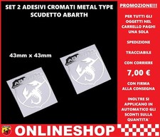 ABARTH ADESIVO CROMATO EMBLEMA SCORPIONE METAL TYPE 43 X 43 - 2 PEZZI