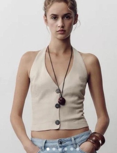 Gilet zara lino - beige, avena