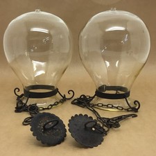COPPIA ANTICHE LANTERNE A SOSPENSIONE VETRO SOFFIATO E METALLO Ancient lanterns