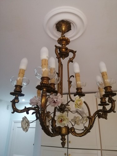 Lampadario capodimonte bronzo - lampadario,