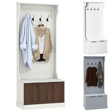 HOMCOM Appendiabiti da Ingresso con Panca Contenitore e 4 Ganci in MDF