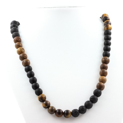 Collana perle lava occhio di - lava, +