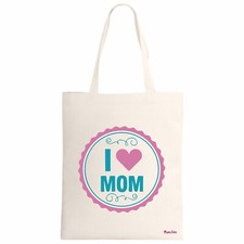 borsa ecru scritta i love mom