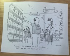 Schizzo cartone animato originale New Yorker "Screaming Pillows" di Joe Dator 