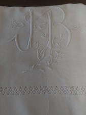 Lenzuolo Antico Métis Lino Cotone 220 X 290 CM Iniziali Jb
