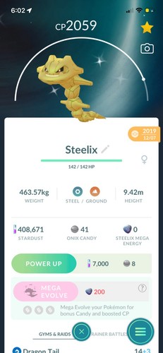Shiny steelix catturato - shiny, (catturato