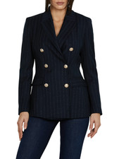 Relish giacca doppiopetto gessata Fugam blu