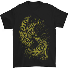 T-Shirt Uomo The Viking Raven Symbol Odino Ragnar Tribal 100% Cotone