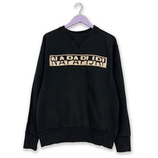 Felpa Napapijri nera a girocollo in cotone con logo ricamato - Taglia L/XL uomo